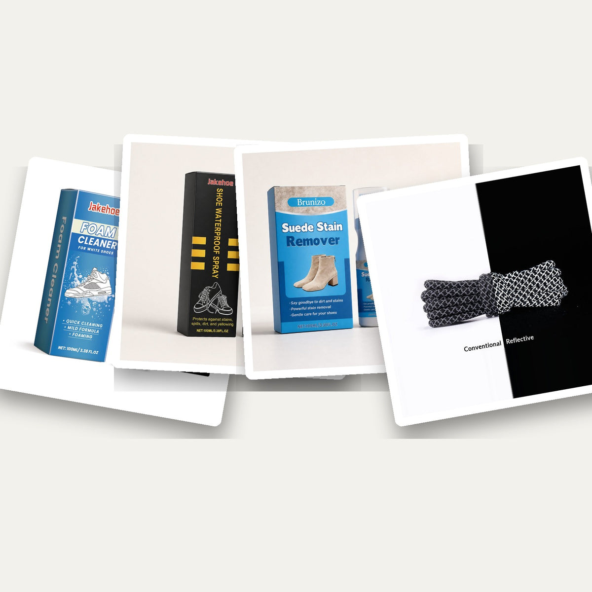 Sneaker care and accessories: cleaner, water repellent spray, suede kit and reflective laces