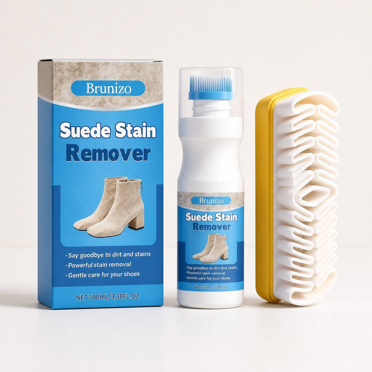 Suede & Nubuck Cleaning Kit – stain remover bottle and brush