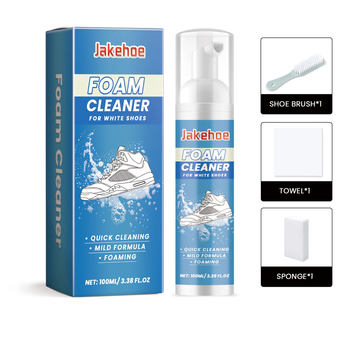 Sneaker Cleaning Kit – foam cleaner, brush, sponge and towel