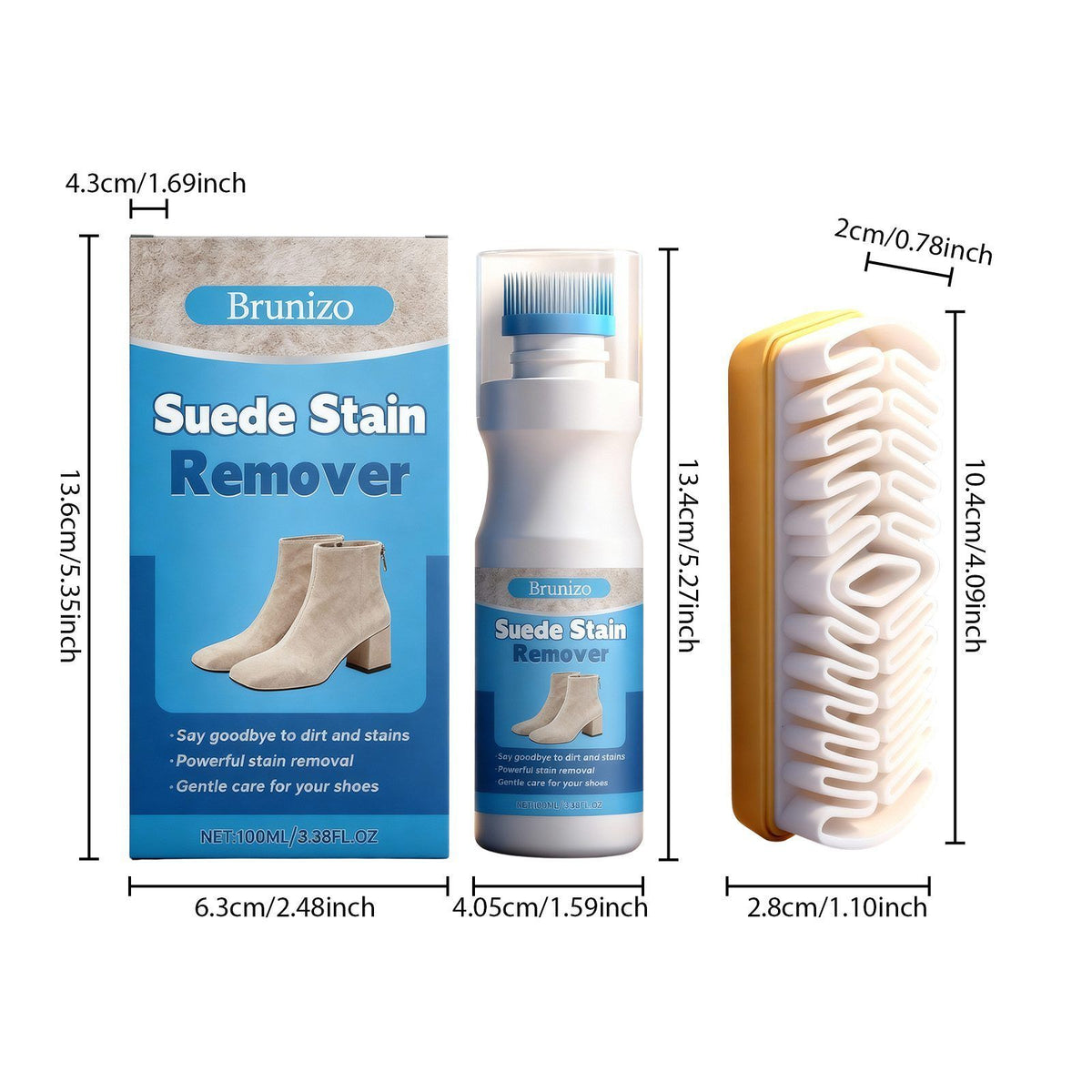 Suede & Nubuck Cleaning Kit – dimensions