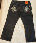 Ed Hardy Panther Snake Tiger Embroidered Jeans Mens 42x32 Y2K Audigier 20070