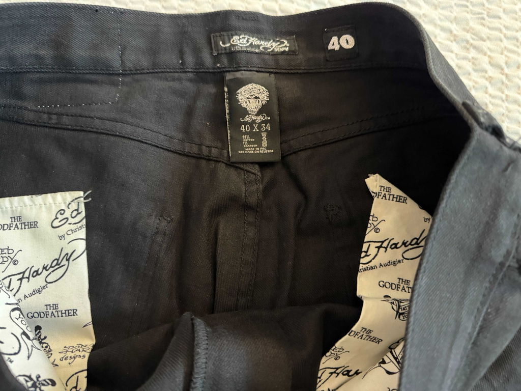 Ed Hardy Christian Audigier Mens Jeans 40x34 Death Before Dishonor Eagle Y2K4