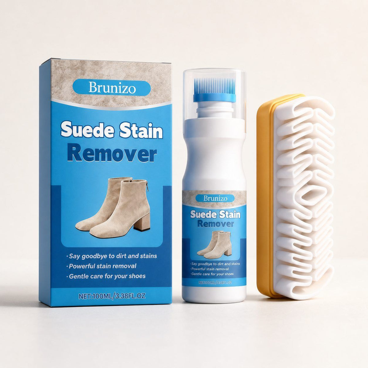 Suede & Nubuck Cleaning Kit – stain remover bottle and brush