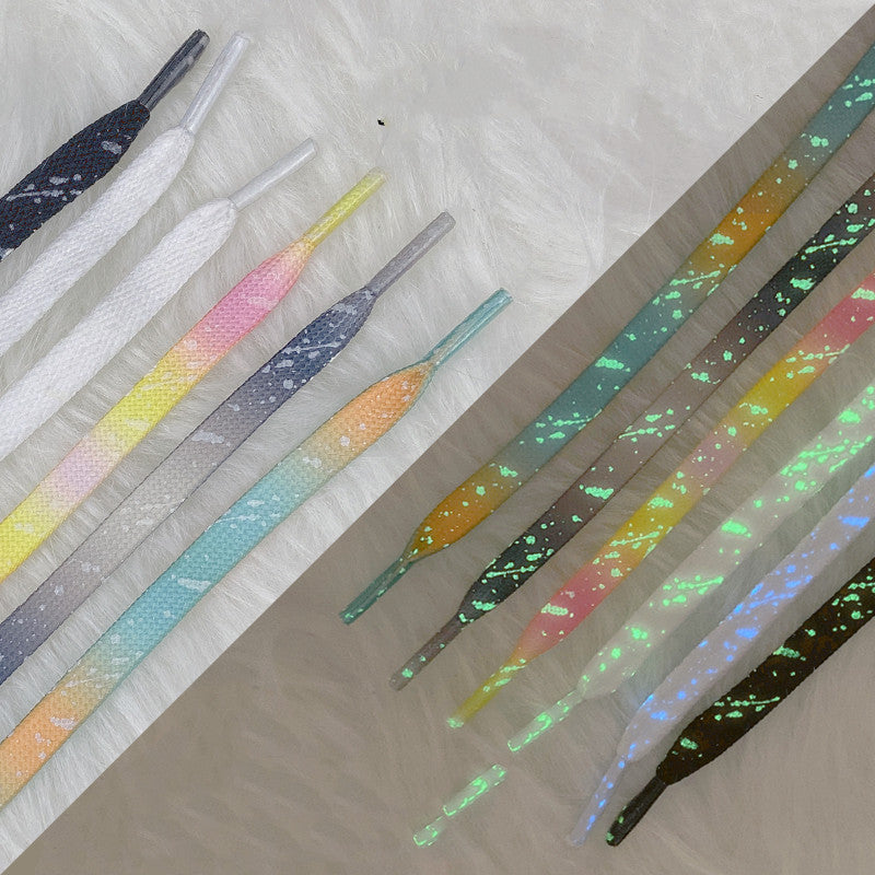 All six splatter lace colorways, in light and glowing