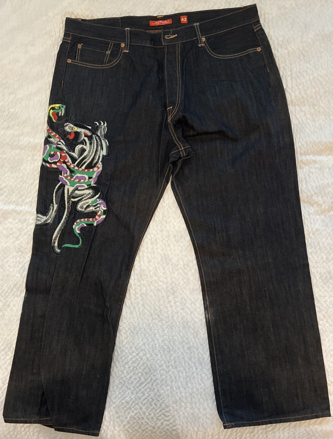 Ed Hardy Panther & Snake Embroidered Jeans