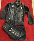 Counterattack Denim Jacket & Jeans Set – Distressed Blue – XL / W38 L34