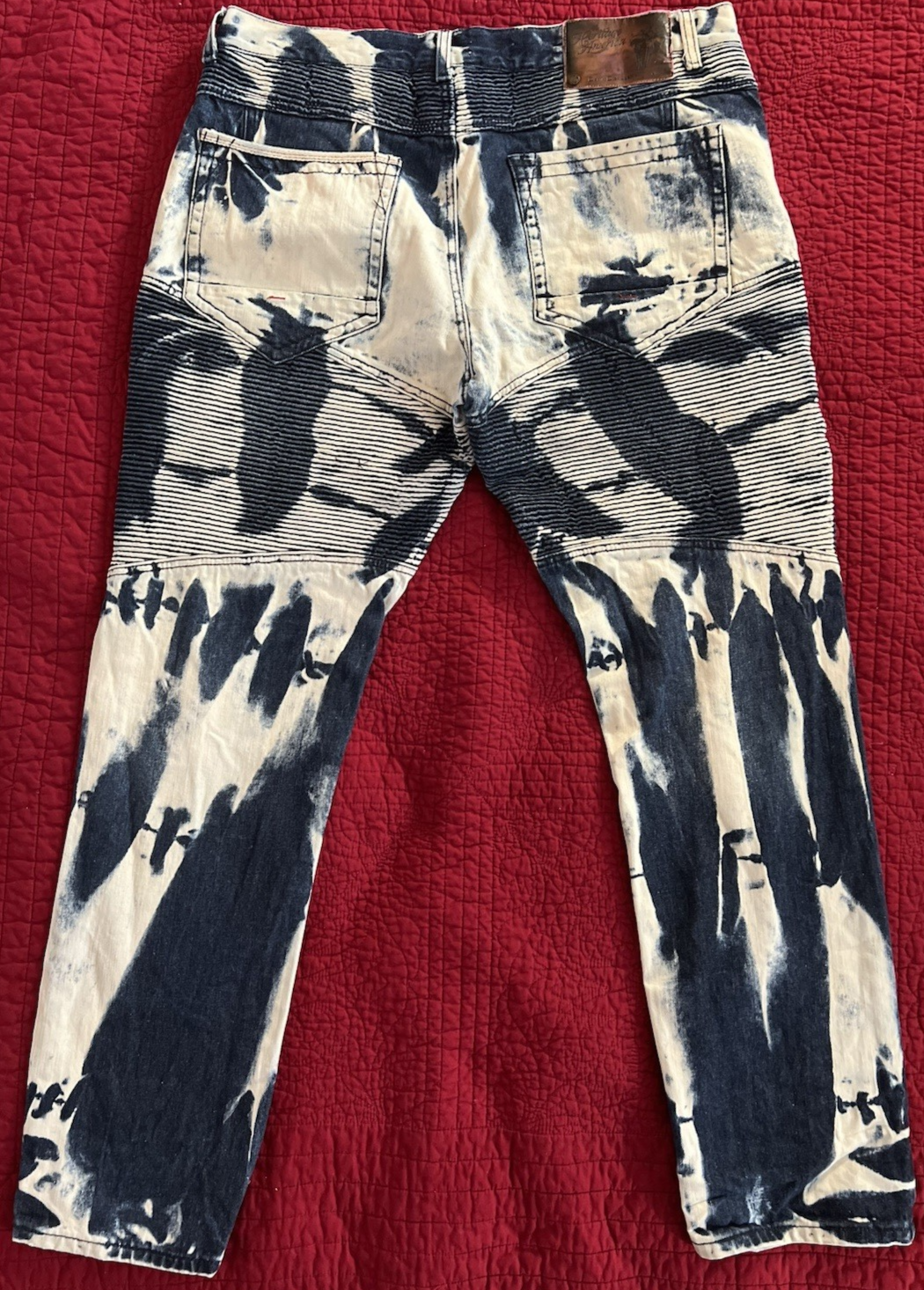The Heritage By America Men's Patterned Jeans Black Stripe/Ink Wash W40