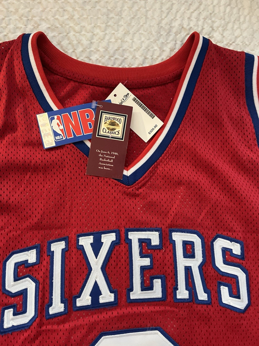 Mitchell & Ness Dr. J Philadelphia 76ers Jersey – Red – Size 56