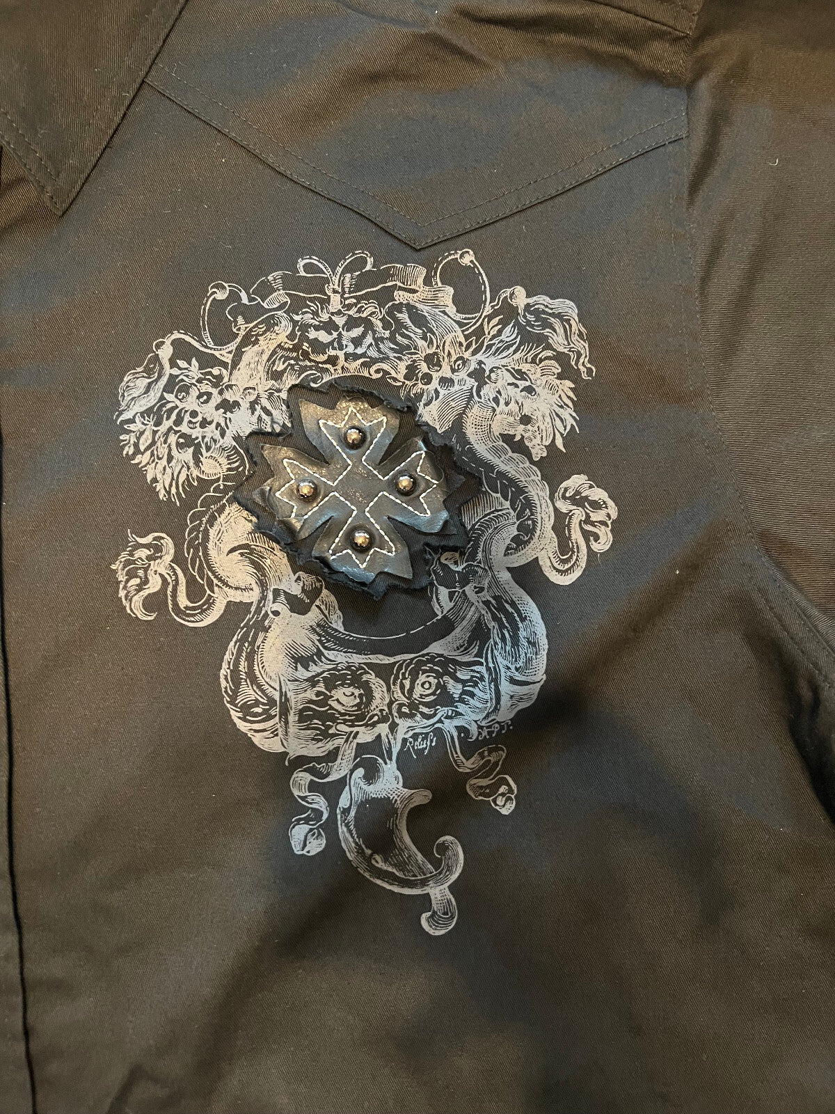 Imperious Perception Embroidered Shirt Front & Back Design Men's XXXL