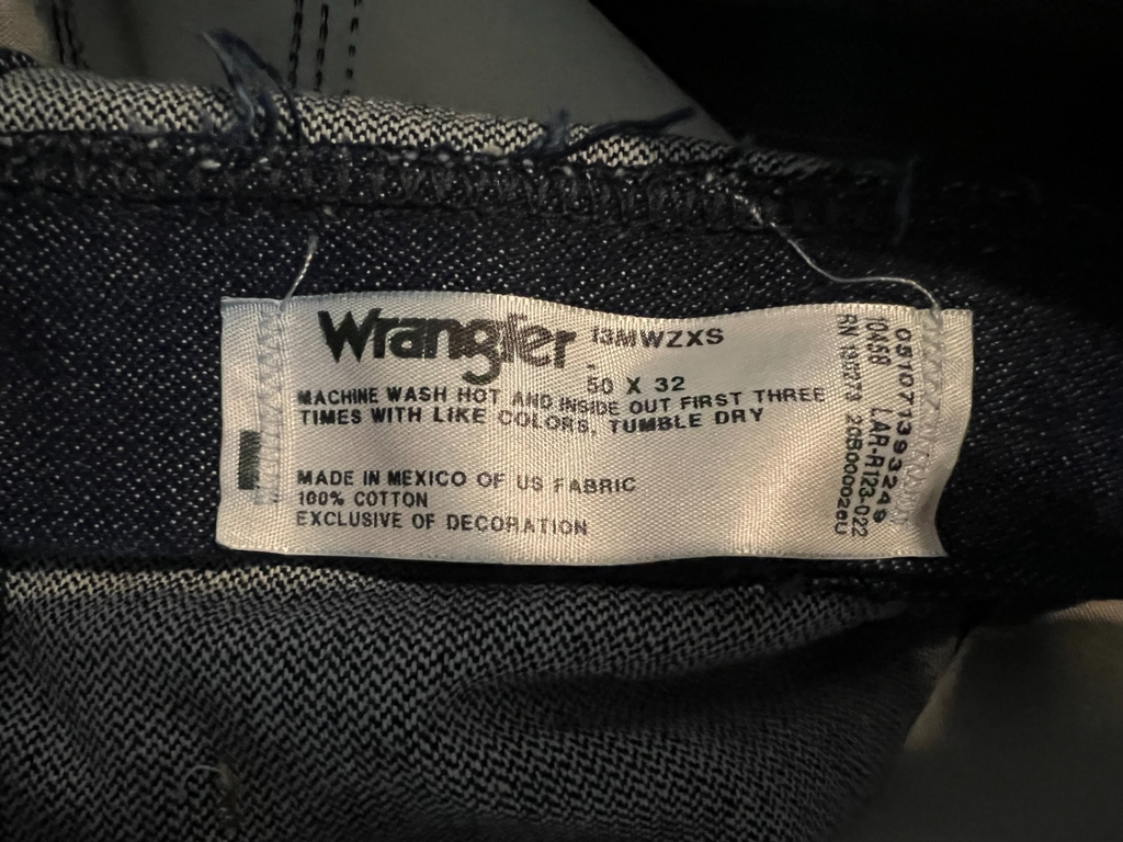Wrangler 13MWZ Cowboy Cut Original Fit Men's Jeans 50x32 Dark Wash Rigid