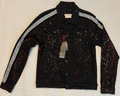 SPARK Denim Trucker Jacket – Black Paint Splatter Rhinestone – M