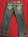 Laguna Beach Men's Embroidered Rhinestone Relaxed Jeans 40x33