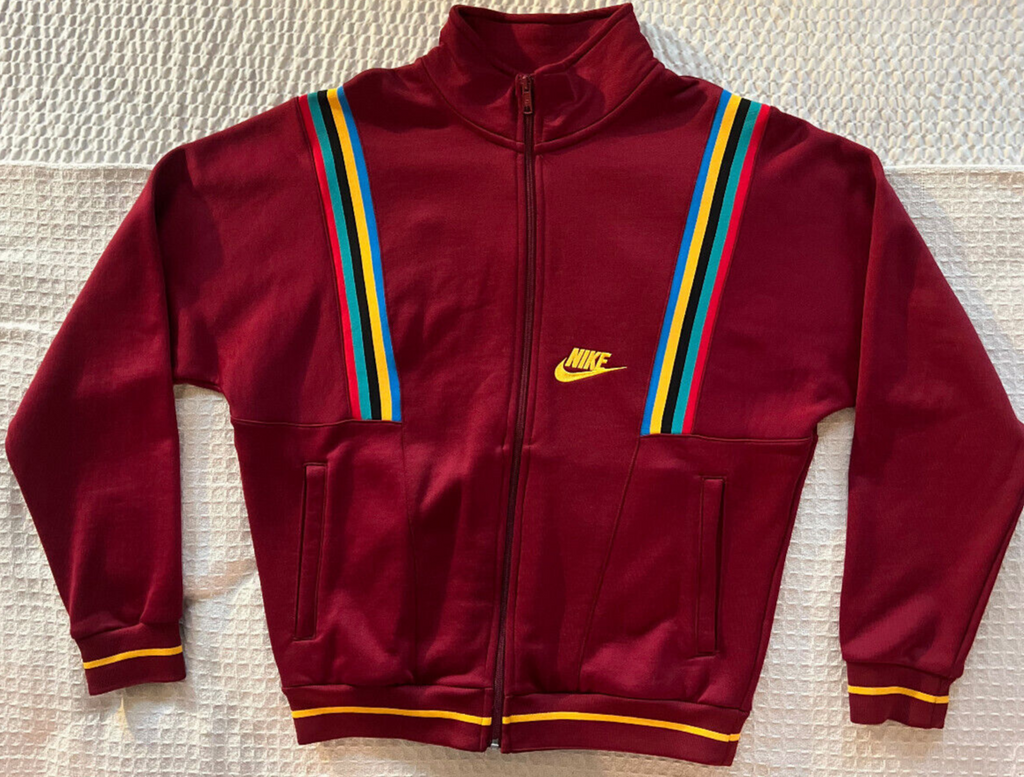 Vintage Nike 80s French Terry Jacket (1988 USA Tag) – Burgundy – Size S