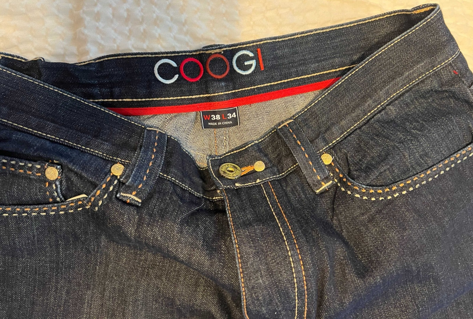 COOGI Knit Pocket Straight Leg Jeans – Dark Wash – W38 L34