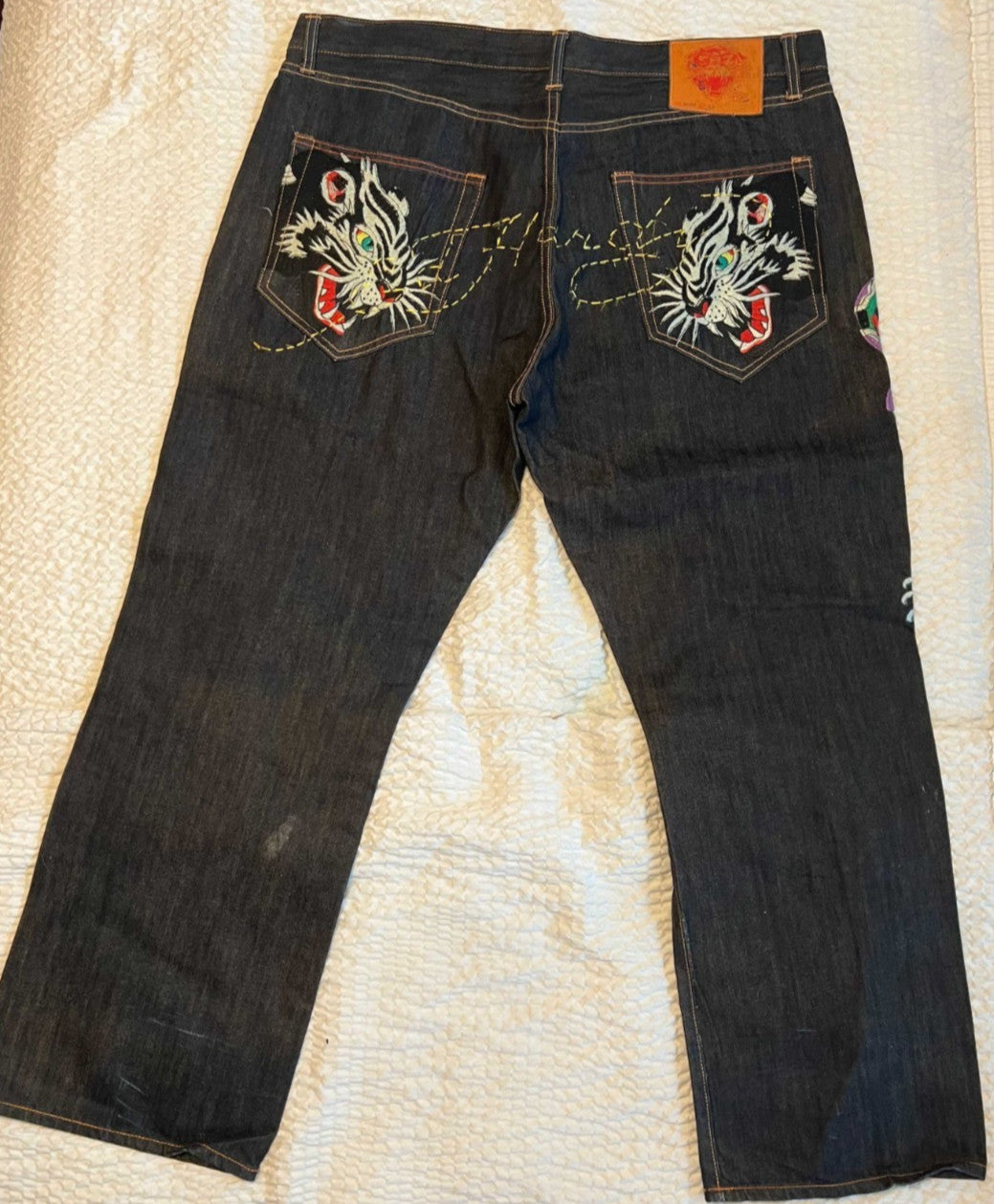 Ed Hardy Panther & Snake Embroidered Jeans – Blue Denim – 42x32