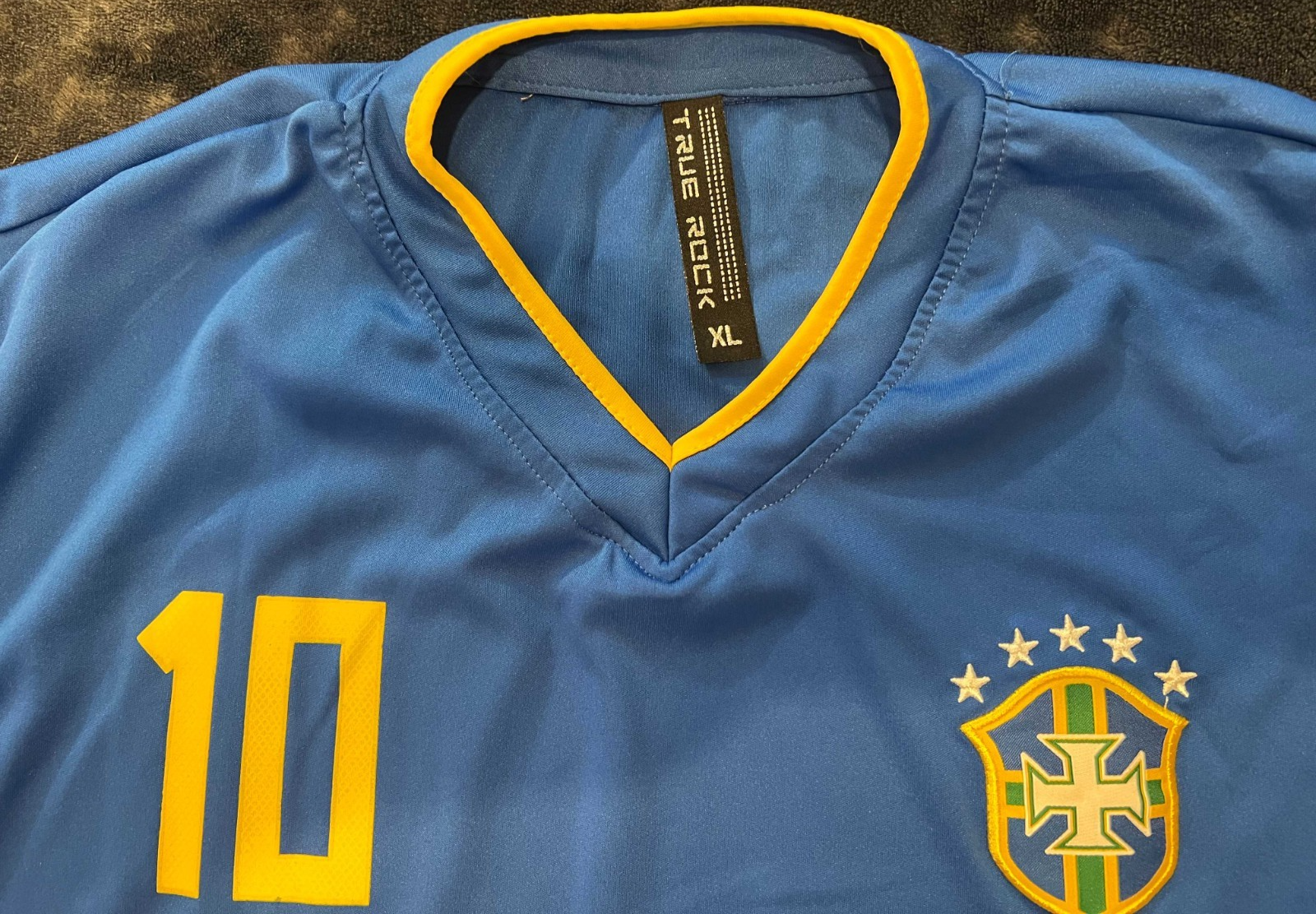 Brazil National Team #10 Soccer Jersey – Blue/Yellow – Men's XL