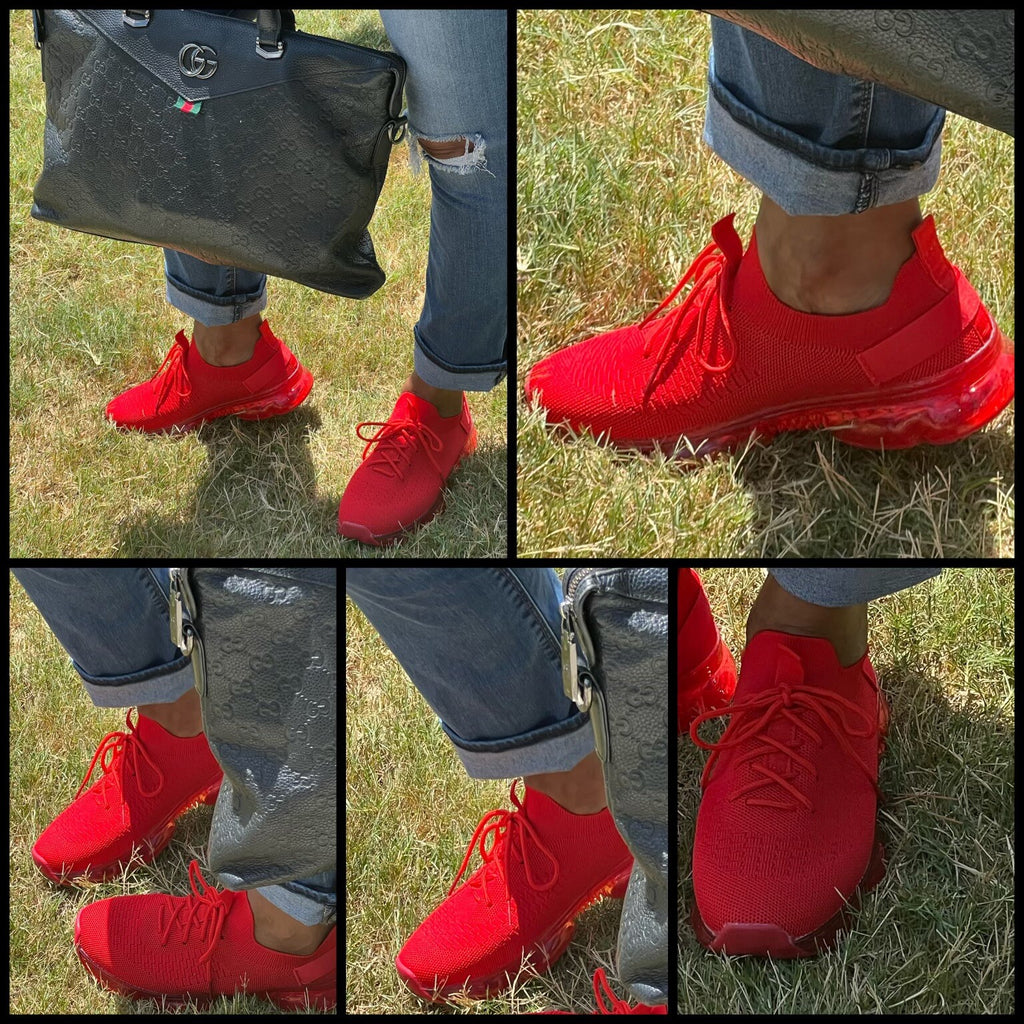 La Sheelah Anna Red Flow 19 Mesh Sneakers – Women's