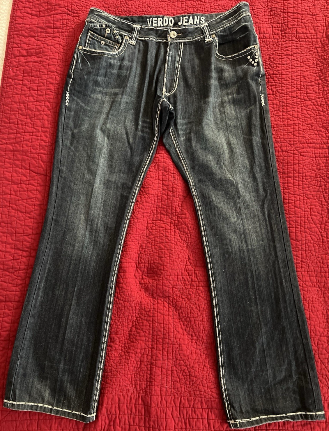 Verdo Embroidered Eagle Jeans – Dark Wash – 40x32