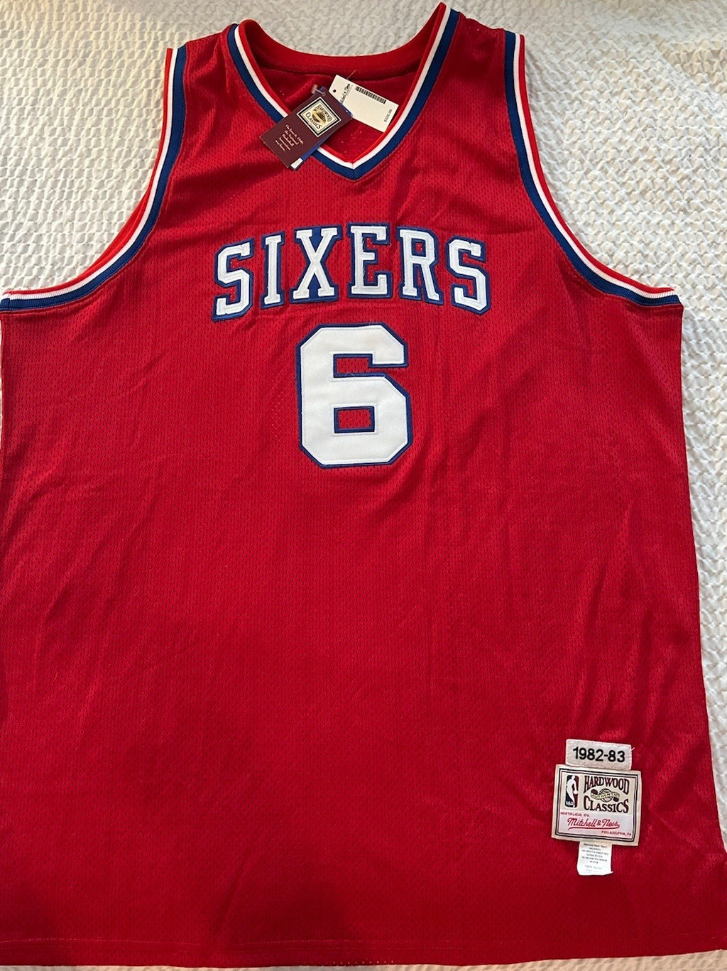 Mitchell & Ness Dr. J Philadelphia 76ers Jersey – Red – Size 56