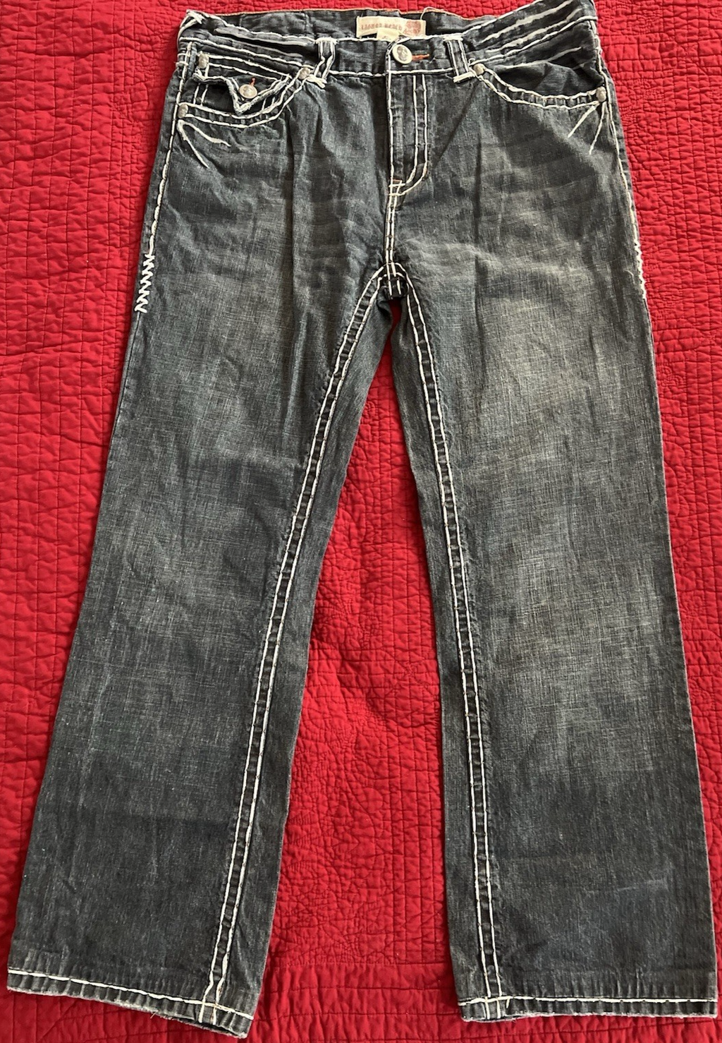 Laguna Beach Men's Embroidered Rhinestone Relaxed Jeans 40x33