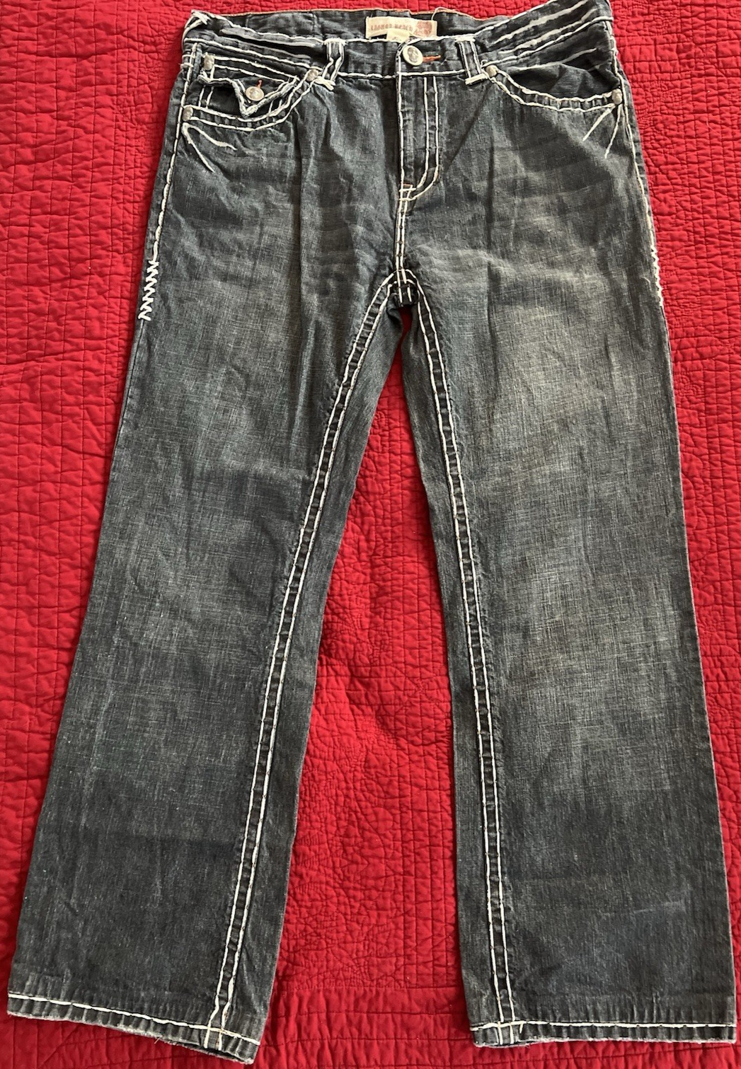 Laguna Beach Men's Embroidered Rhinestone Relaxed Jeans 40x33