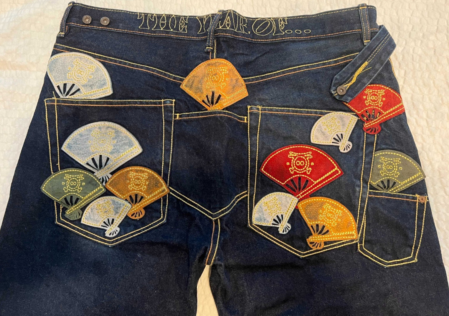 The Year Of Fan Patch Embroidered Jeans – Dark Wash – 40x32