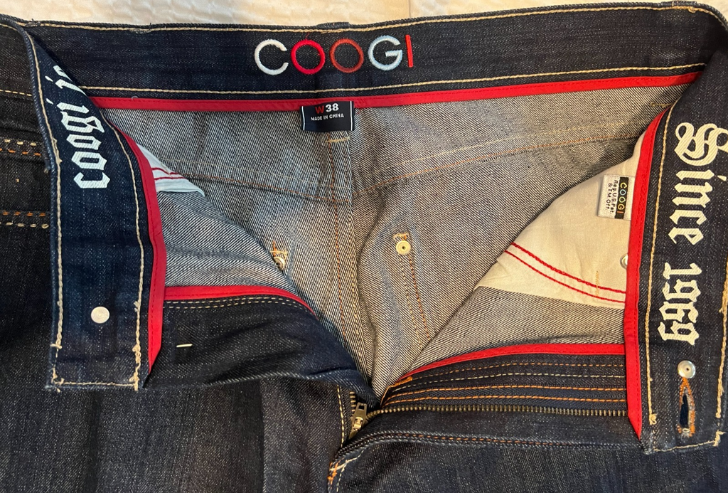 COOGI Embroidered Pocket Baggy Jeans – Dark Wash – W38