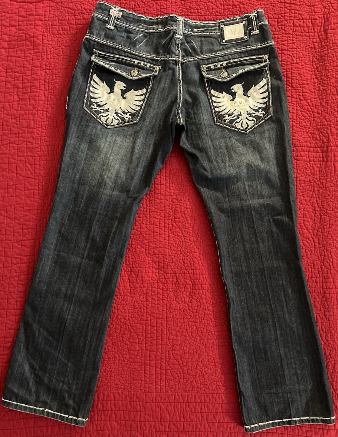 Verdo Embroidered Eagle Jeans – Dark Wash – 40x32
