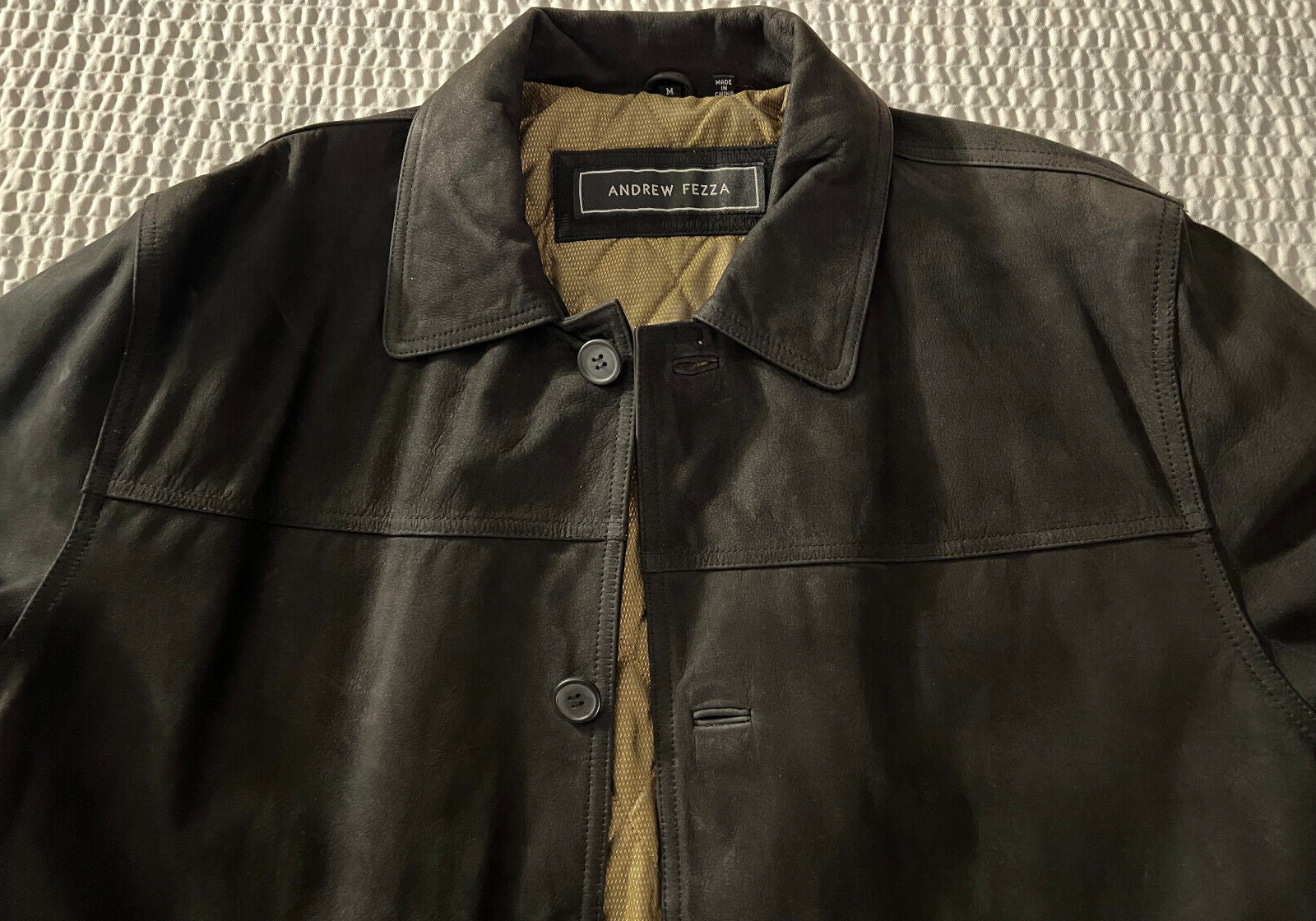 Andrew Fezza Genuine Leather Overcoat – Black – Men's Big & Tall L