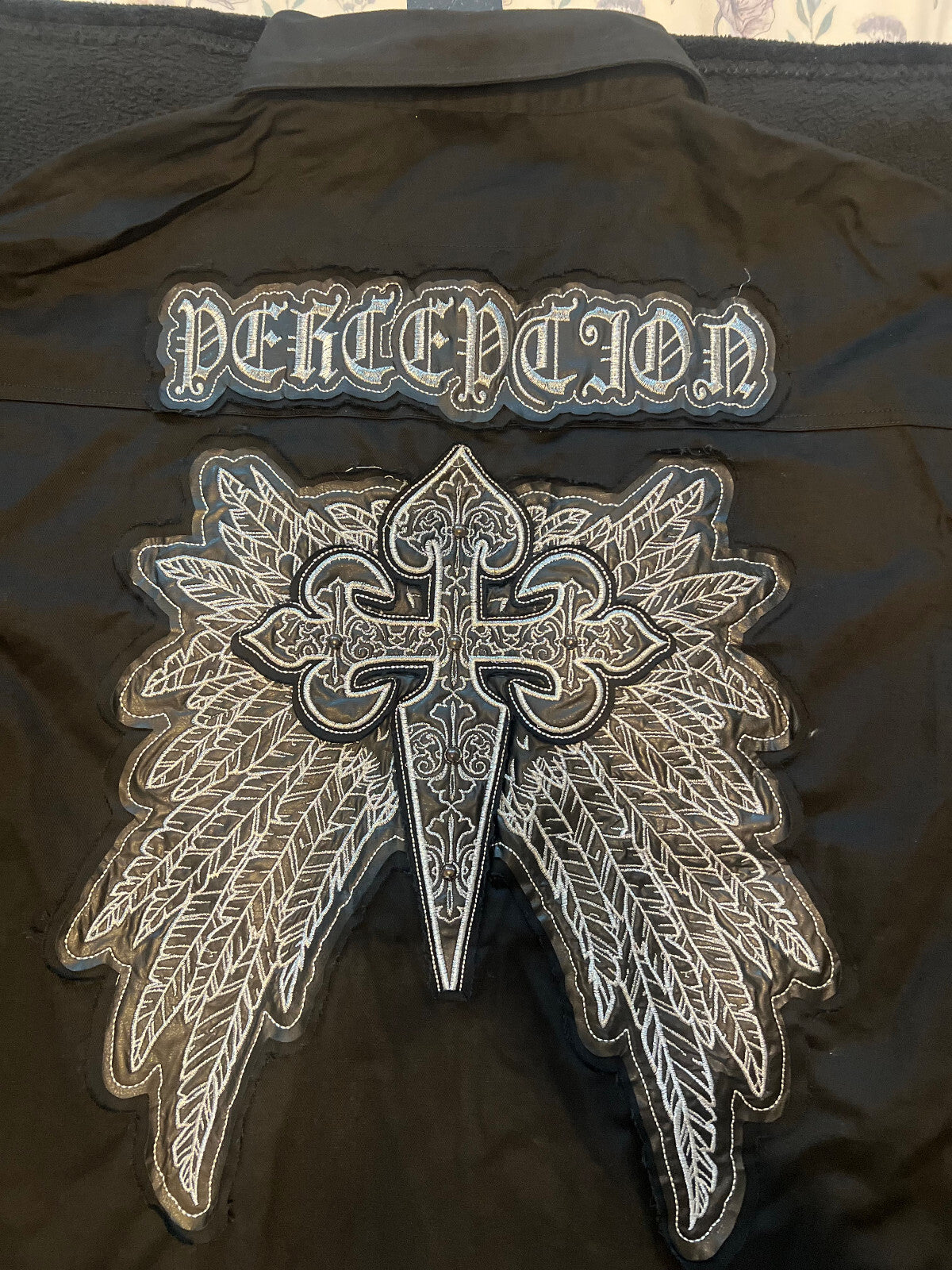 Imperious Perception Embroidered Shirt Front & Back Design Men's XXXL