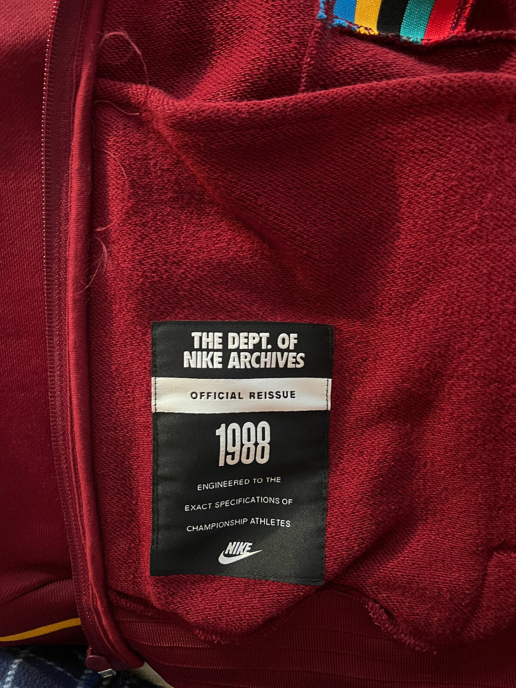 Vintage Nike 80s French Terry Jacket (1988 USA Tag) – Burgundy – Size S