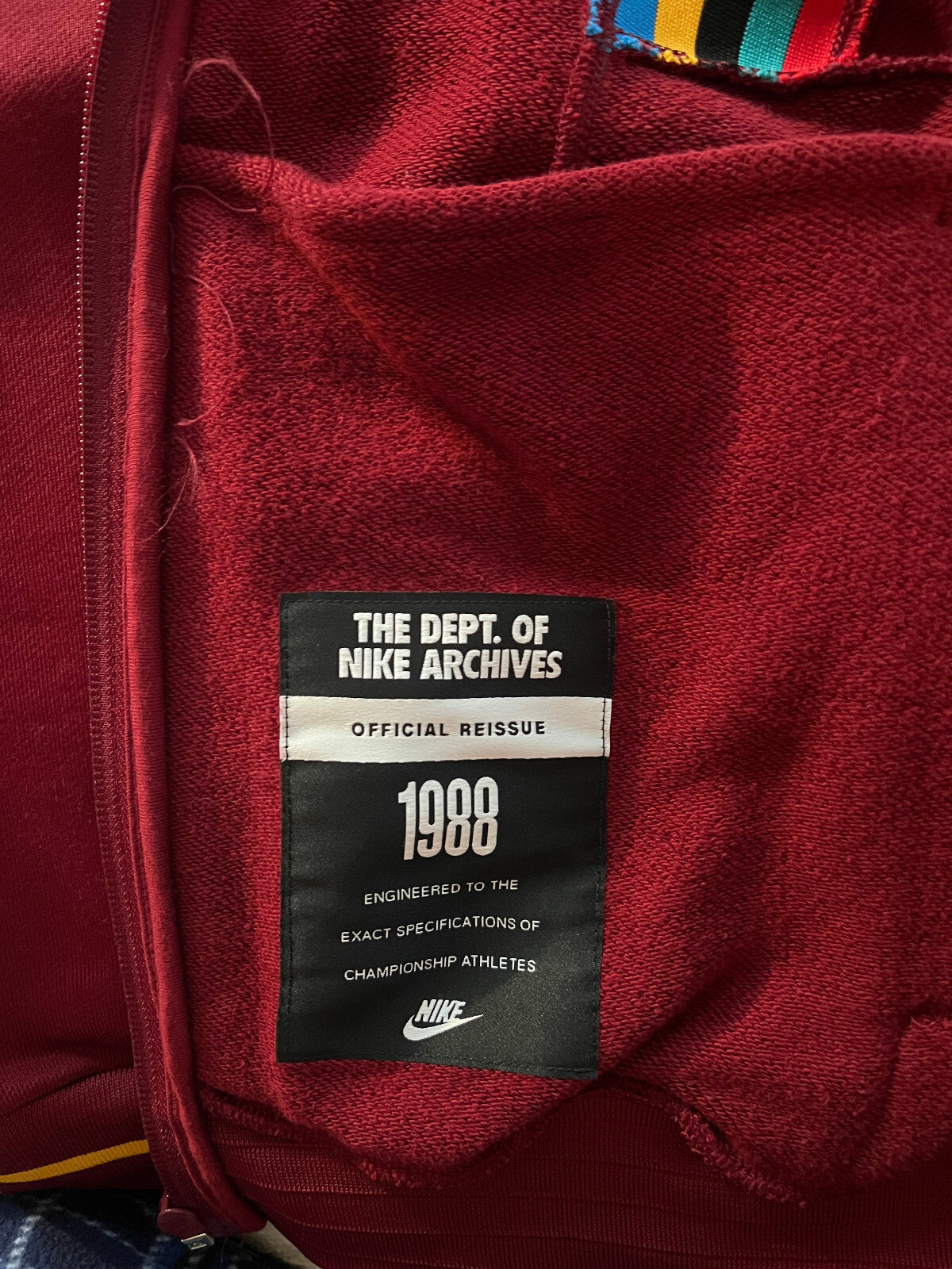 Vintage Nike 80s French Terry Jacket (1988 USA Tag) – Burgundy – Size S