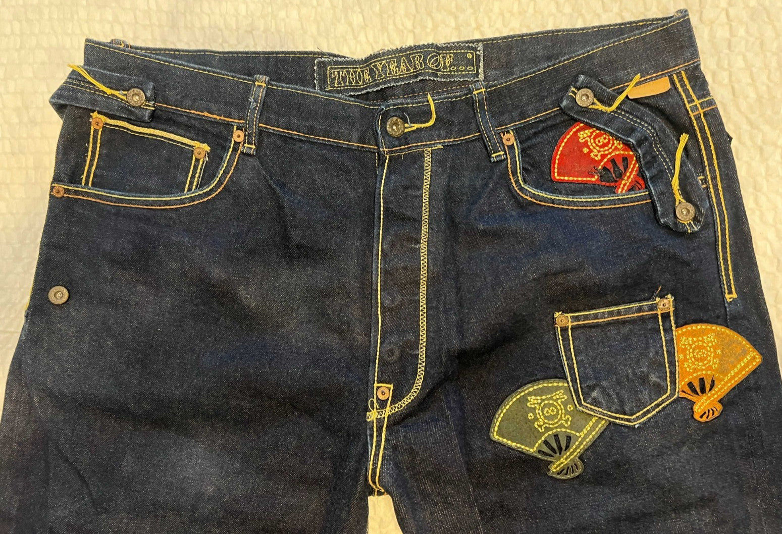 The Year Of Fan Patch Embroidered Jeans – Dark Wash – 40x32
