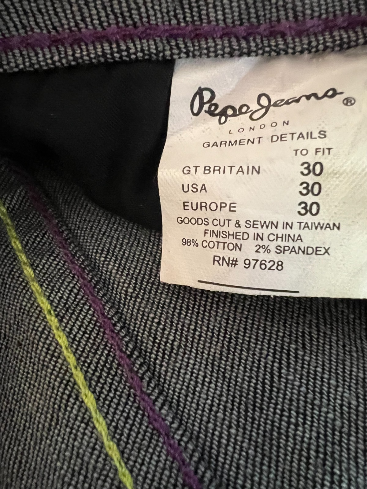 Pepe Jeans London 73 Men's Y2K Embroidered Pocket Jeans 30x30 Dark Wash