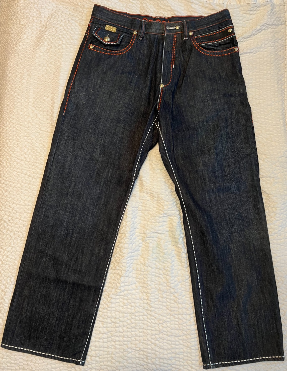 COOGI Men's Jeans W38 L34 Dark Wash Embroidered Pocket Baggy Y2K