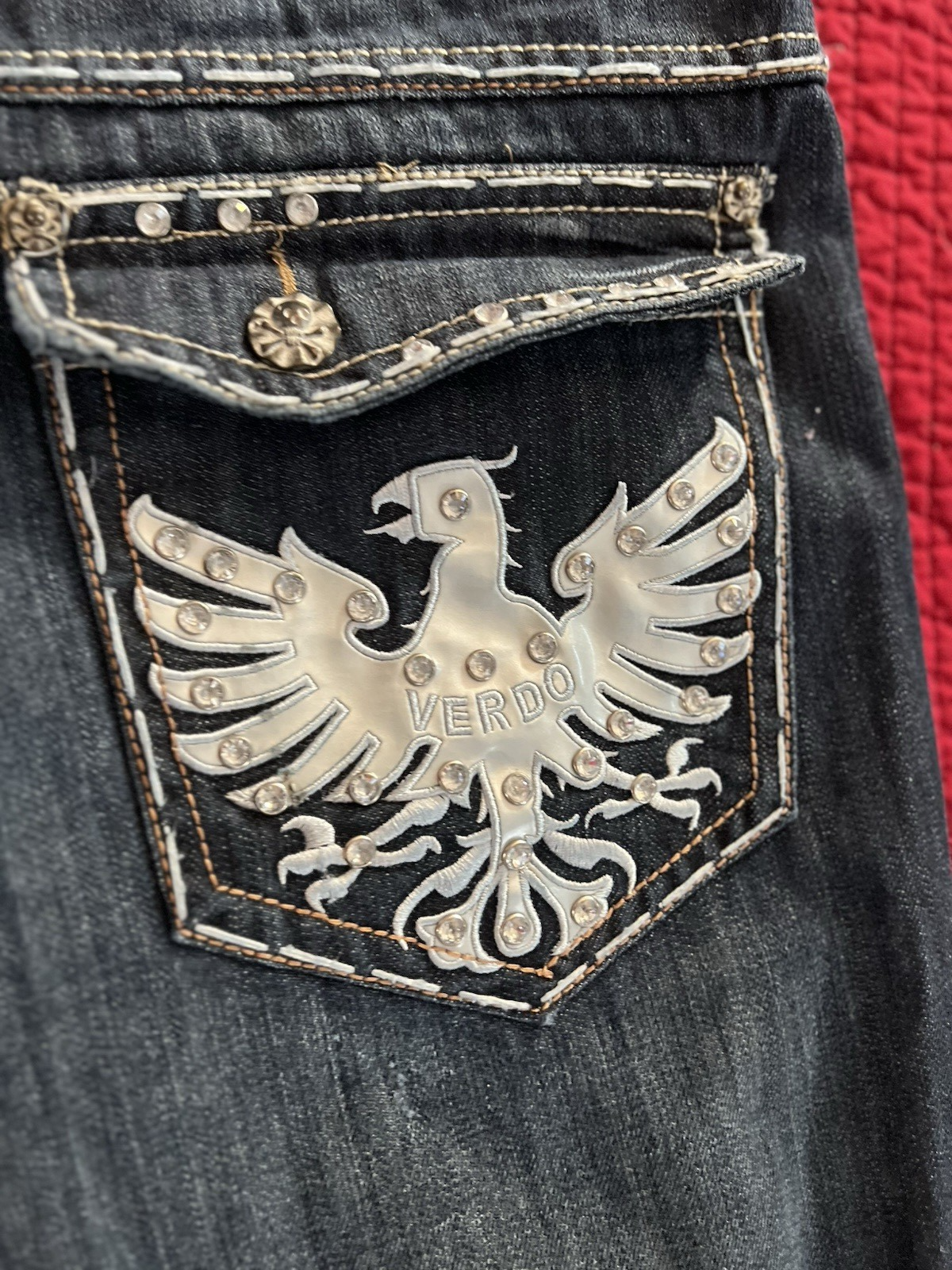 Verdo Embroidered Eagle Jeans – Dark Wash – 40x32