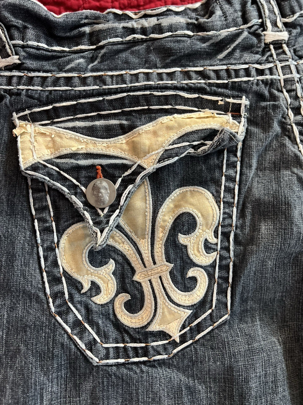 Laguna Beach Men's Embroidered Rhinestone Relaxed Jeans 40x33