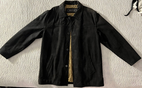 Andrew Fezza Leather Overcoat Black L