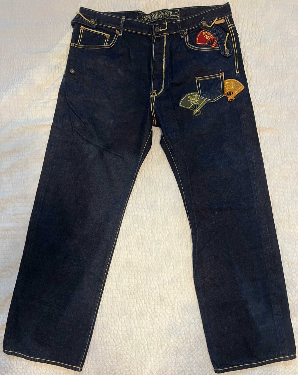The Year Of Fan Patch Embroidered Jeans – Dark Wash – 40x32