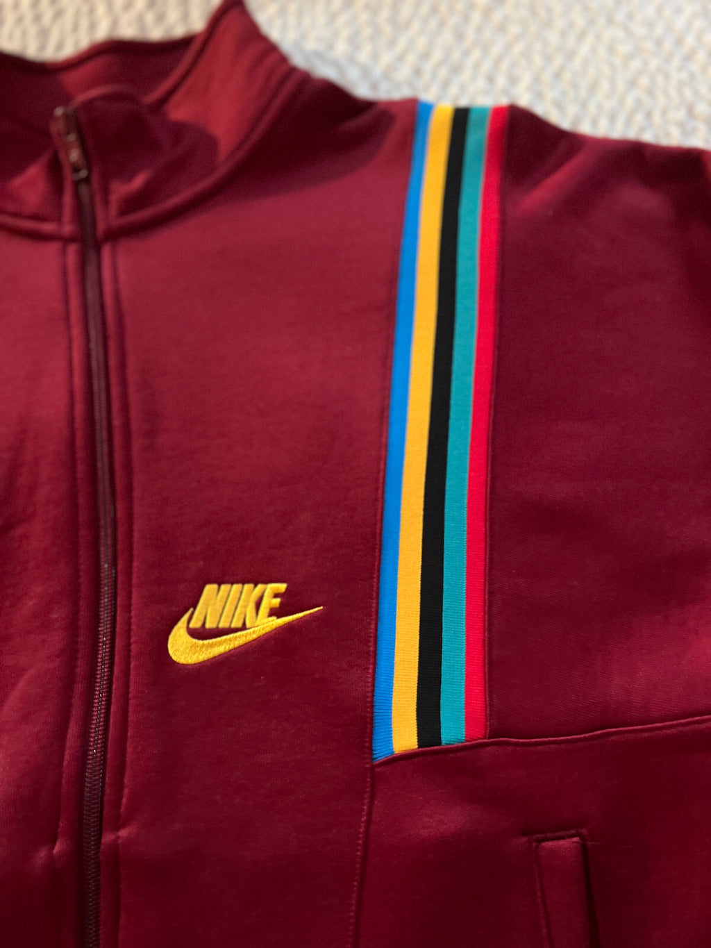 Vintage Nike 80s French Terry Jacket (1988 USA Tag) – Burgundy – Size S