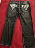 SMET by Christian Audigier Embroidered Jeans – Black Denim – 42x34