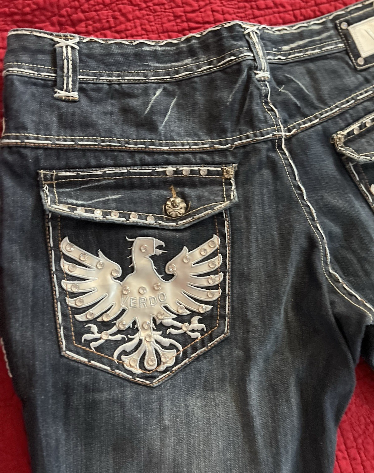 Verdo Embroidered Eagle Jeans – Dark Wash – 40x32