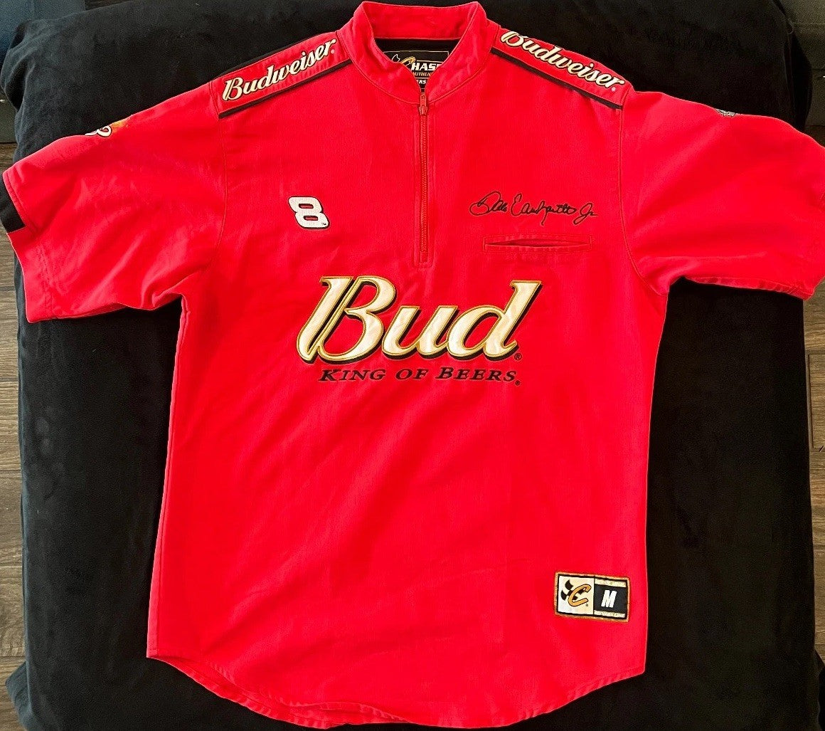 Chase Authentics NASCAR Budweiser Dale Earnhardt Jr Drivers Shirt – Red – Size M
