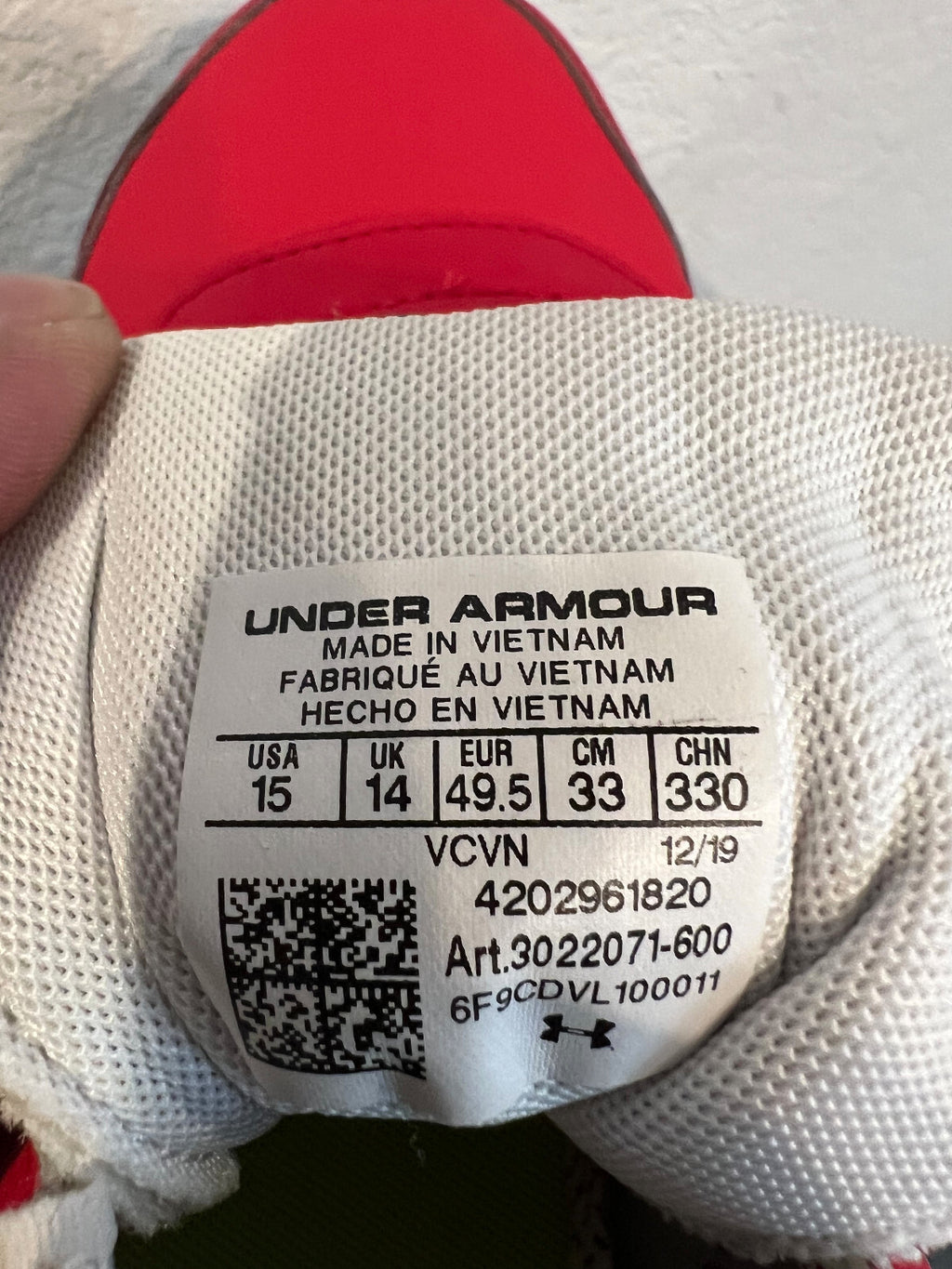 Under Armour Leadoff Low RM Jr. Baseball Cleats – Red – Size 15
