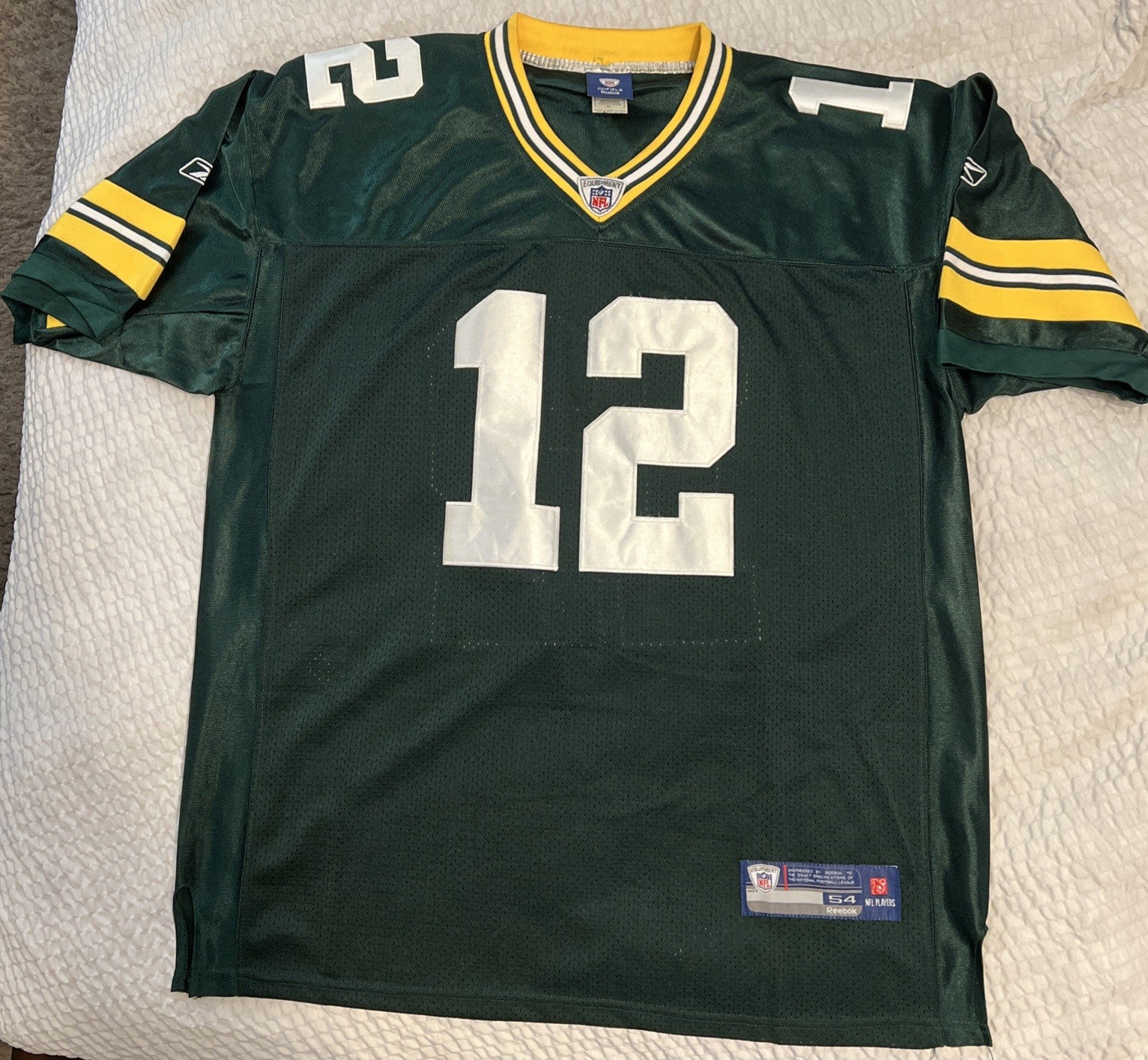 Aaron Rodgers #12 Green Bay Packers Sewn On Field Jersey – Reebok – Size 54