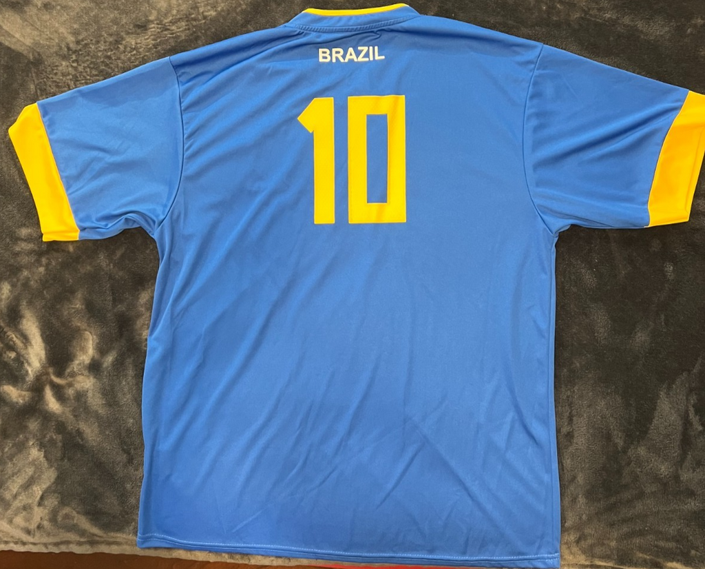 Brazil National Team #10 Soccer Jersey – Blue/Yellow – Men's XL