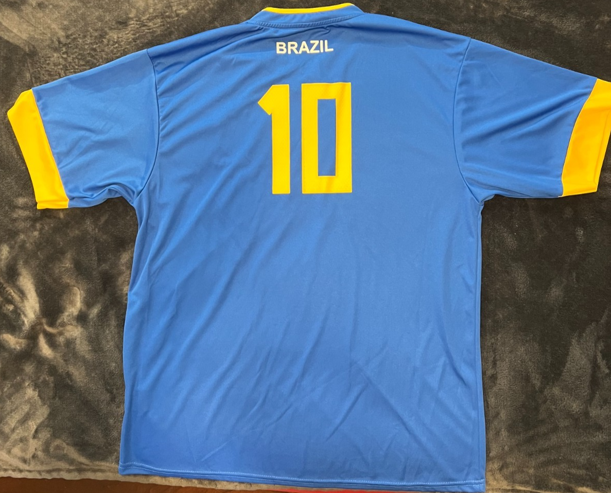 Brazil National Team #10 Soccer Jersey – Blue/Yellow – Men's XL