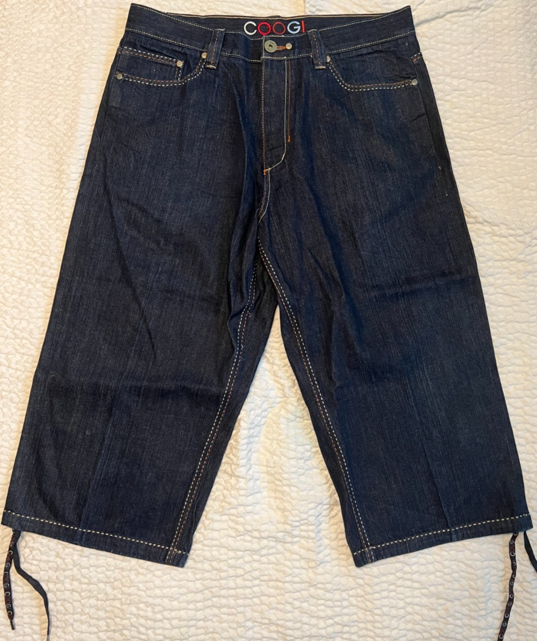 COOGI Embroidered Pocket Baggy Jeans – Dark Wash – W38